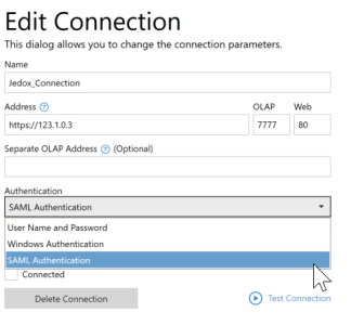 Connection setup dialog screenshot